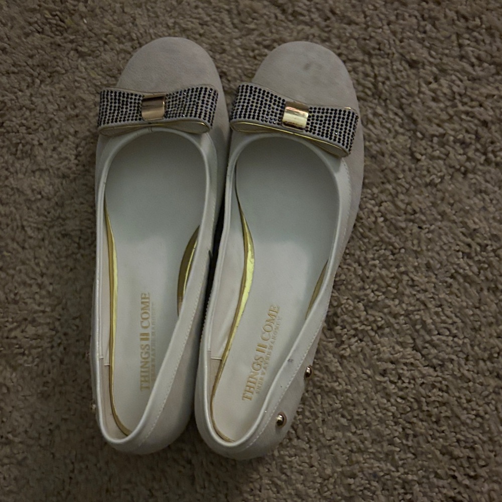 Target Cream Flats with Black Bow Accent